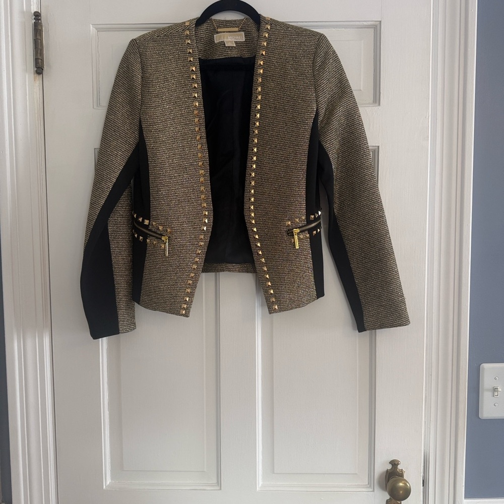 Michael Kors Black and Gold Studded Jacket